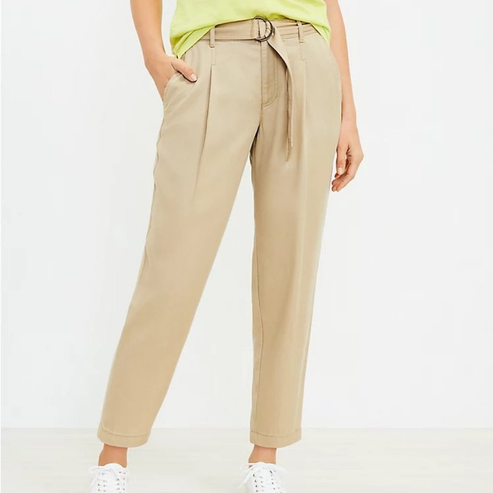 LOFT Belted Emory Taper Pants